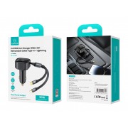 USAMS φορτιστής αυτοκινήτου US-CC219 καλώδιο USB-C/Lightning 30W, μαύρος