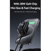 USAMS φορτιστής τοίχου CC263, USB & USB-C, 30W, GaN, λευκός
