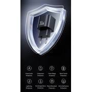USAMS φορτιστής τοίχου CC263, USB & USB-C, 30W, GaN, λευκός