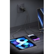 USAMS φορτιστής τοίχου CC265, USB & 2x USB-C, 67W, GaN, λευκός