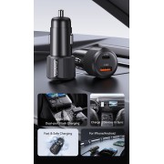 USAMS φορτιστής αυτοκινήτου CC283, USB & USB-C, 60W, μαύρος