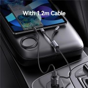 USAMS φορτιστής αυτοκινήτου CC287 με 2 σε 1 καλώδιο, USB/USB-C θύρες, 66W, μαύρος