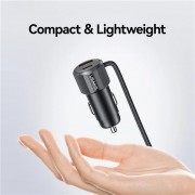 USAMS φορτιστής αυτοκινήτου CC287 με 2 σε 1 καλώδιο, USB/USB-C θύρες, 66W, μαύρος