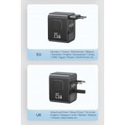 USAMS φορτιστής/αντάπτορας πρίζας CC309, USB & 2x USB-C, universal, 25W, μαύρος