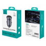 USAMS φορτιστής αυτοκινήτου CC321, USB-C, 30W, γκρι