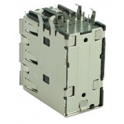 USB 2.0 Connector Triple, up, Silver/Black