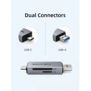 CABLETIME card reader CT-ACSD3-AG, SD/micro SD, USB/USB-C, 5Gbps, γκρι