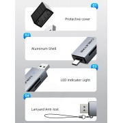 CABLETIME card reader CT-ACSD3-AG, SD/micro SD, USB/USB-C, 5Gbps, γκρι