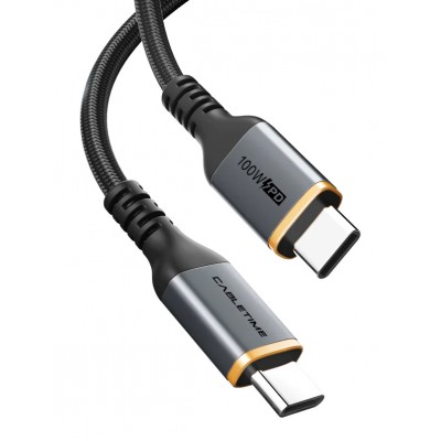 CABLETIME καλώδιο USB-C CT-CM100, 100W PD, 2m, μαύρο