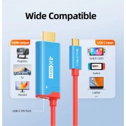 CABLETIME καλώδιο USB-C σε HDMI CT-CMHD4P, 4K/60Hz, PD100W, 2m, κόκκινο