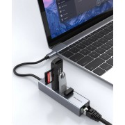 CABLETIME USB-C hub CT-CMLU3, RJ45 & 3x USB θύρες, 5Gbps, 1000Mbps, γκρι