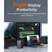 CABLETIME docking station CT-DK181-AG, 16 θυρών, USB-C σύνδεση, 100W PD, 1000Mbps, MST, γκρι