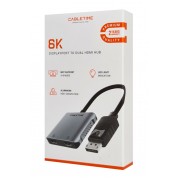 CABLETIME αντάπτορας DisplayPort σε 2x HDMI CT-DM2H8K-AG, 8K/30Hz, γκρι