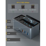 CABLETIME docking station DOCK162-AG2 15 θύρες, M.2 NVME, 4K 100W, γκρι