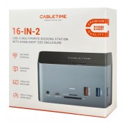 CABLETIME docking station DOCK162-AG2 15 θύρες, M.2 NVME, 4K 100W, γκρι