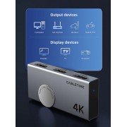 CABLETIME HDMI switch CT-HS4K-AG, 2 σε 1, 4K/60Hz, bi-directional, γκρι