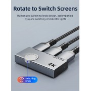 CABLETIME HDMI switch CT-HS4K2-AG, 2 σε 1, 4K/60Hz, bi-directional, γκρι