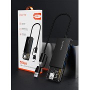 CABLETIME USB hub CT-HUBT3-PB, 4x θυρών, 5Gbps, USB/USB-C σύνδεση, μαύρο