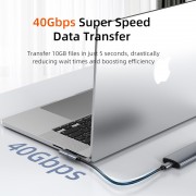 CABLETIME αντάπτορας USB-C CT-OTG41-AG, γωνιακός, USB4, 240W, 40Gbps, 8K, γκρι