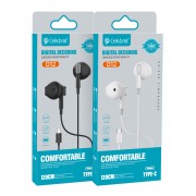 CELEBRAT earphones με μικρόφωνο D12, USB-C σύνδεση, Φ14.2mm, 1.2m, μαύρα