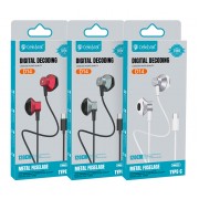 CELEBRAT earphones με μικρόφωνο D14, USB-C σύνδεση, Φ14mm, 1.2m, λευκά