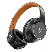 DOQAUS headphones DESIGN 1, ασύρματα & ενσύρματα, Φ40mm, 600mAh, μαύρα/καφέ