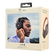 DOQAUS headphones DESIGN 1, ασύρματα & ενσύρματα, Φ40mm, 600mAh, μαύρα/καφέ