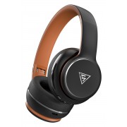 DOQAUS headphones DESIGN 3, ασύρματα & ενσύρματα, Φ40mm, 600mAh, μαύρα/καφέ