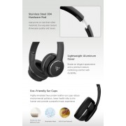DOQAUS headphones DESIGN 3, ασύρματα & ενσύρματα, Φ40mm, 600mAh, μαύρα/καφέ