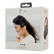 DOQAUS headphones DESIGN 3, ασύρματα & ενσύρματα, Φ40mm, 600mAh, μαύρα/καφέ