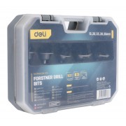 DELI σετ τρυπάνια μεντεσέ DH-MKK005-ED1 για ξύλο/πλαστικό, TCT λεπίδα, 15-35mm, 5τμχ