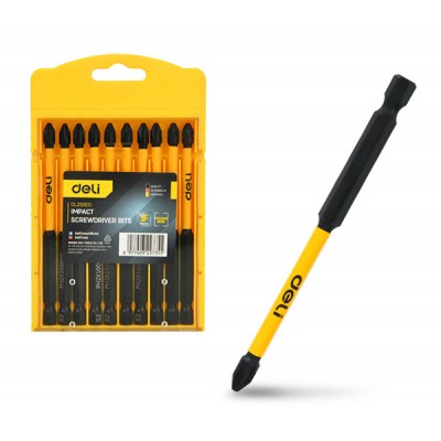 DELI σετ μύτες κατσαβιδιού DL251100 για δραπανοκατσάβιδο, σταυρωτές, PH2x100mm, 10τμχ