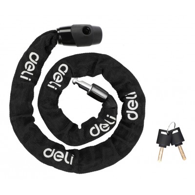 DELI κλειδαριά ποδηλάτου με κλειδί DL508021, Φ4mm, 1m, μαύρη