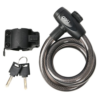 DELI κλειδαριά ποδηλάτου με κλειδί DL508062, Φ12mm, 1m, μαύρη