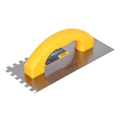 DELI σπάτουλα πλακιδίων DL509310 με πλαστική λαβή, οδοντωτή, χάλυβας άνθρακα, 230x100mm