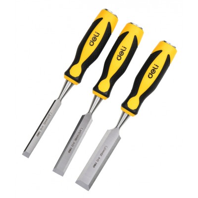DELI σετ σκαρπέλα ξύλου DL6203-ED1 με αντιολισθητική λαβή, 12/19/25mm, 3τμχ