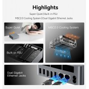 BEELINK mini PC EQR6, AMD Ryzen 5 6600H, 24GB, 500GB M.2, Windows 11 Pro