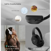 DOQAUS headphones FOCUS 5, ασύρματα & ενσύρματα, Φ40mm, 1000mAh, γκρι