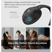 DOQAUS headphones FOCUS 5, ασύρματα & ενσύρματα, Φ40mm, 1000mAh, γκρι