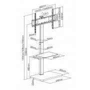 BRATECK βάση δαπέδου FS32-46 για τηλεόραση 37-75" έως 40kg, με ράφι