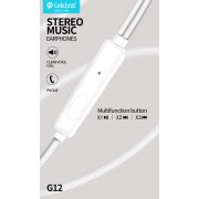 CELEBRAT earphones με μικρόφωνο G12, 3.5mm σύνδεση, Φ14.2mm, 1.2m, μαύρο