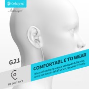 CELEBRAT earphones με μικρόφωνο G21, 3.5mm σύνδεση, Φ12mm, 1.2m, λευκά