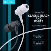 CELEBRAT earphones με μικρόφωνο G25, 3.5mm σύνδεση, Φ10mm, 1.2m, μαύρα