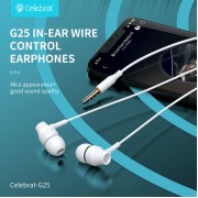 CELEBRAT earphones με μικρόφωνο G25, 3.5mm σύνδεση, Φ10mm, 1.2m, μαύρα