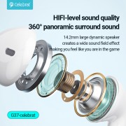 CELEBRAT earphones με μικρόφωνο G37, USB-C σύνδεση, 14.2mm, 1.2m, μαύρα