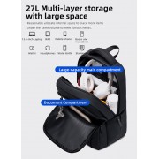 GOLDEN WOLF τσάντα πλάτης GB00711 με θήκη laptop 15.6", 27L, μαύρη