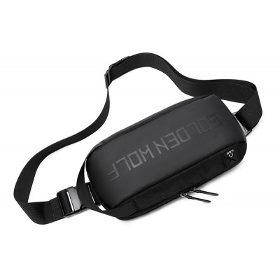 GOLDEN WOLF τσάντα μέσης GXB00131, αδιάβροχη, μαύρη