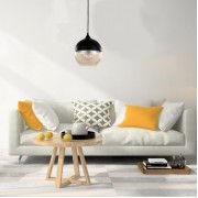 POWERTECH φωτιστικό οροφής HLL-0028, E27, 20x20cm, γυάλινο, μαύρο