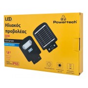 POWERTECH LED ηλιακός προβολέας HLL-0126, χειριστήριο, PIR, 50W, 5000mAh