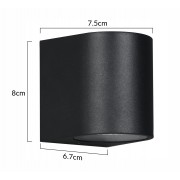 POWERTECH φωτιστικό τοίχου HLL-0187 για GU10 λάμπα, μεταλλικό, IP65, μαύρο